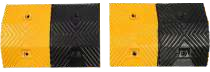 Black and yellow rubber speed bump